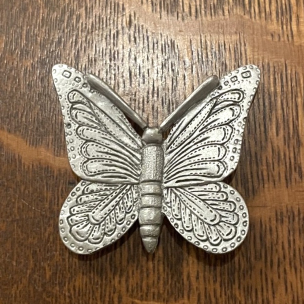 Spoontiques signed pewter Large Butterfly Brooch Pin